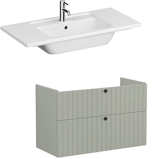 Image of VitrA: Root Groove Wall-hung Vanity Unit With Two Drawers and Basin (1000mm)