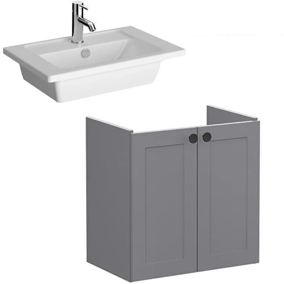 Image of VitrA: Root Classic Wall-hung Vanity Unit with Two Doors and Basin (600mm)