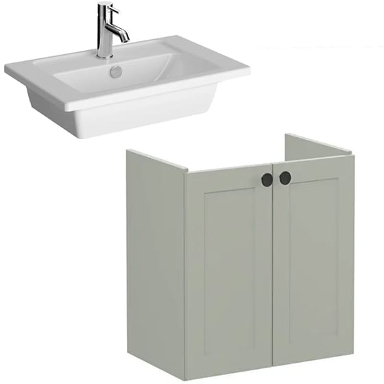 Image of VitrA: Root Classic Wall-hung Vanity Unit with Two Doors and Basin (600mm)
