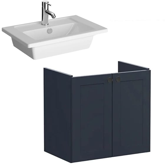 Image of VitrA: Root Classic Wall-hung Vanity Unit with Two Doors and Basin (600mm)
