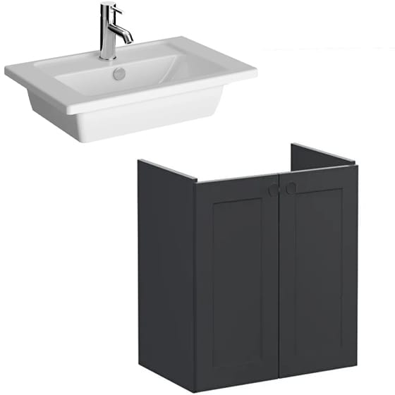 Image of VitrA: Root Classic Wall-hung Vanity Unit with Two Doors and Basin (600mm)