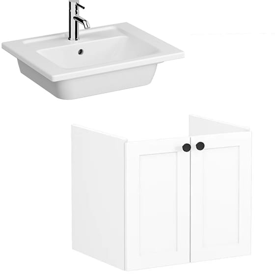 Image of VitrA: Root Classic Wall-hung Vanity Unit with Two Doors and Basin (600mm)