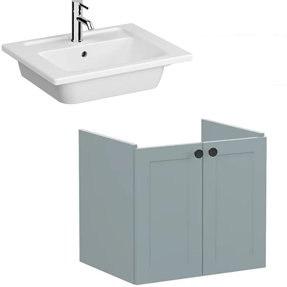 Image of VitrA: Root Classic Wall-hung Vanity Unit with Two Doors and Basin (600mm)