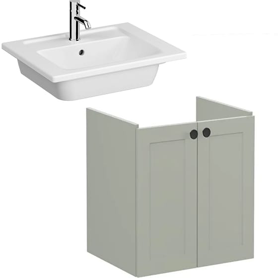 Image of VitrA: Root Classic Wall-hung Vanity Unit with Two Doors and Basin (600mm)