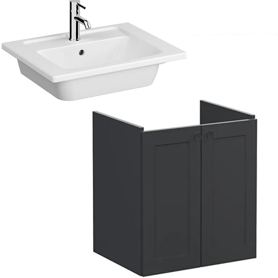 Image of VitrA: Root Classic Wall-hung Vanity Unit with Two Doors and Basin (600mm)