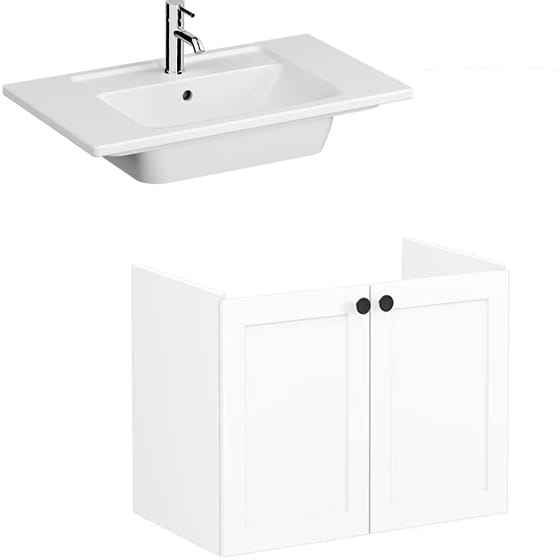 Image of VitrA: Root Classic Wall-hung Wide Vanity Unit with Two Doors and Basin (800mm)