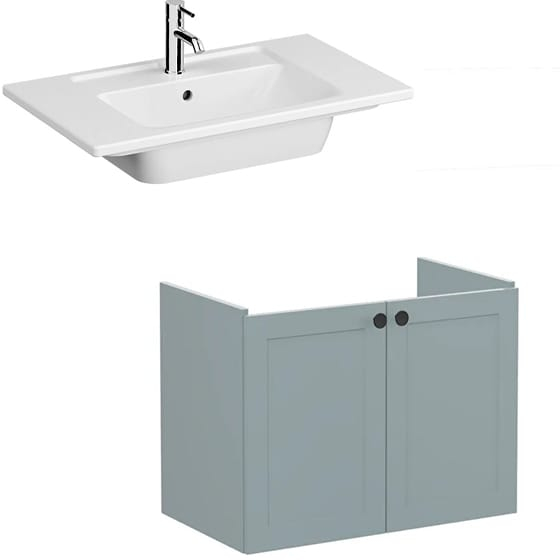 Image of VitrA: Root Classic Wall-hung Wide Vanity Unit with Two Doors and Basin (800mm)