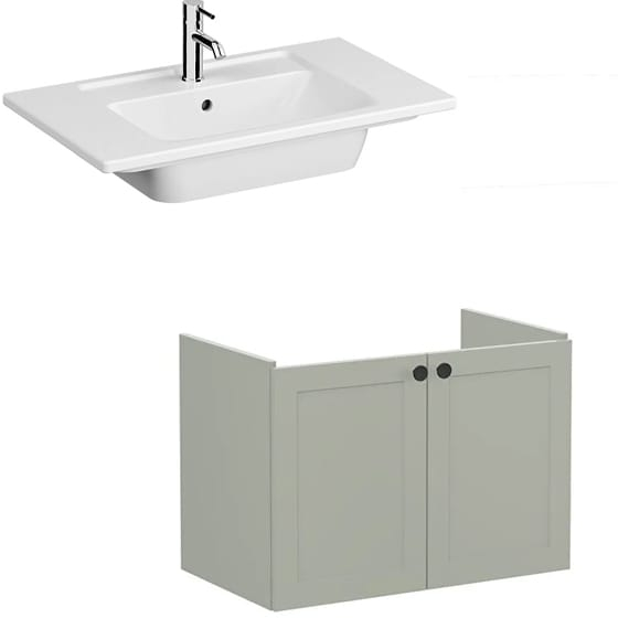 Image of VitrA: Root Classic Wall-hung Wide Vanity Unit with Two Doors and Basin (800mm)