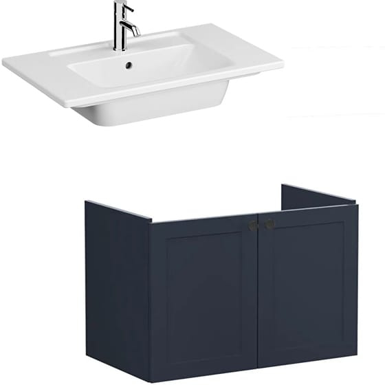 Image of VitrA: Root Classic Wall-hung Wide Vanity Unit with Two Doors and Basin (800mm)