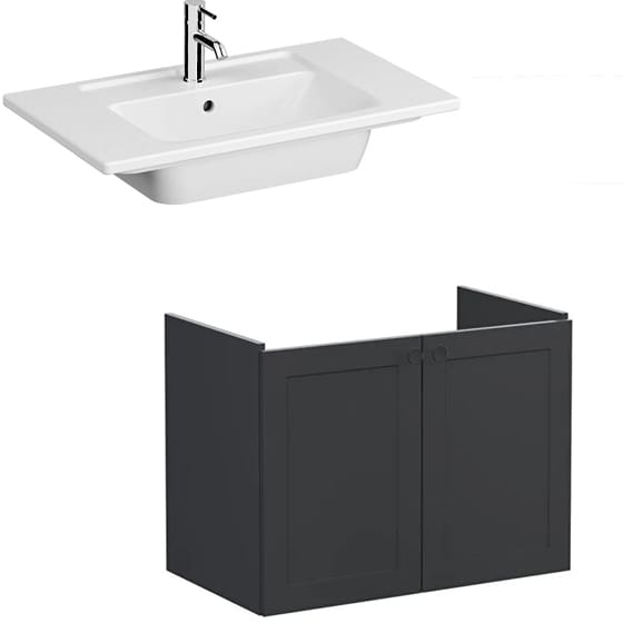 Image of VitrA: Root Classic Wall-hung Wide Vanity Unit with Two Doors and Basin (800mm)