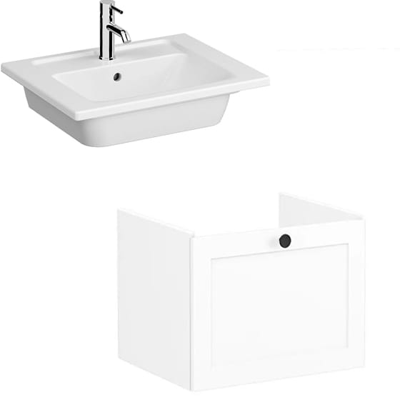 Image of VitrA: Root Classic Wall-hung Vanity Unit with One Drawer and Basin (600mm)