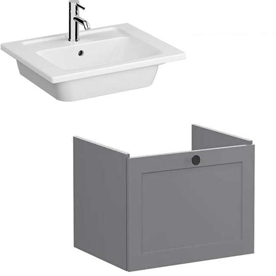 Image of VitrA: Root Classic Wall-hung Vanity Unit with One Drawer and Basin (600mm)