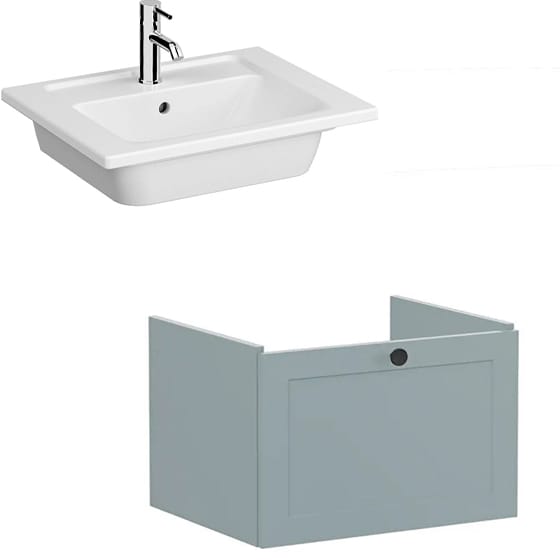 Image of VitrA: Root Classic Wall-hung Vanity Unit with One Drawer and Basin (600mm)