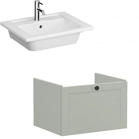 Image of VitrA: Root Classic Wall-hung Vanity Unit with One Drawer and Basin (600mm)