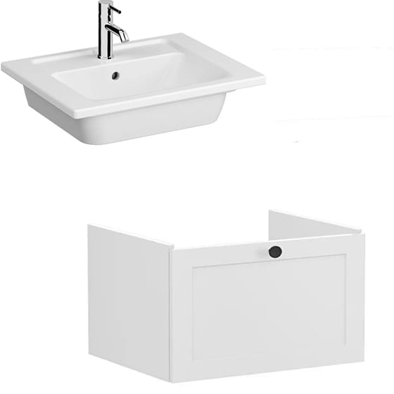 Image of VitrA: Root Classic Wall-hung Vanity Unit with One Drawer and Basin (600mm)