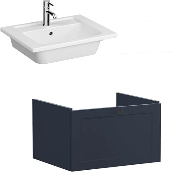 Image of VitrA: Root Classic Wall-hung Vanity Unit with One Drawer and Basin (600mm)