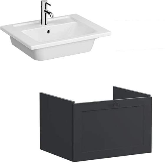 Image of VitrA: Root Classic Wall-hung Vanity Unit with One Drawer and Basin (600mm)
