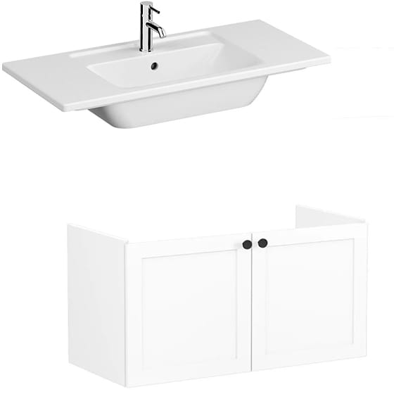 Image of VitrA: Root Classic Wall-hung Vanity Unit with Two Doors and Basin (1000mm)