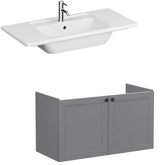 Image of VitrA: Root Classic Wall-hung Vanity Unit with Two Doors and Basin (1000mm)