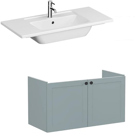 Image of VitrA: Root Classic Wall-hung Vanity Unit with Two Doors and Basin (1000mm)