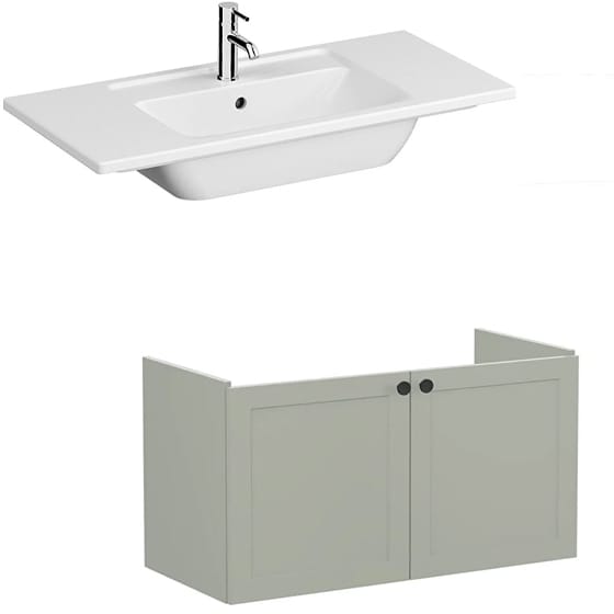 Image of VitrA: Root Classic Wall-hung Vanity Unit with Two Doors and Basin (1000mm)