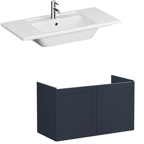 Image of VitrA: Root Classic Wall-hung Vanity Unit with Two Doors and Basin (1000mm)