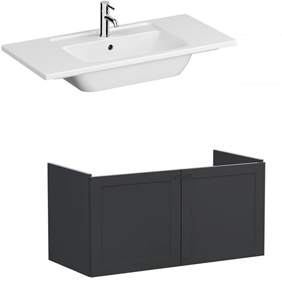 Image of VitrA: Root Classic Wall-hung Vanity Unit with Two Doors and Basin (1000mm)