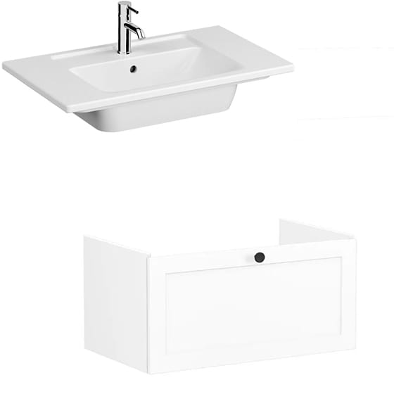 Image of VitrA: Root Classic Wall-hung Vanity Unit with One Drawer and Basin (800mm)