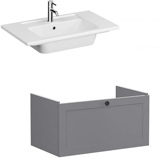 Image of VitrA: Root Classic Wall-hung Vanity Unit with One Drawer and Basin (800mm)