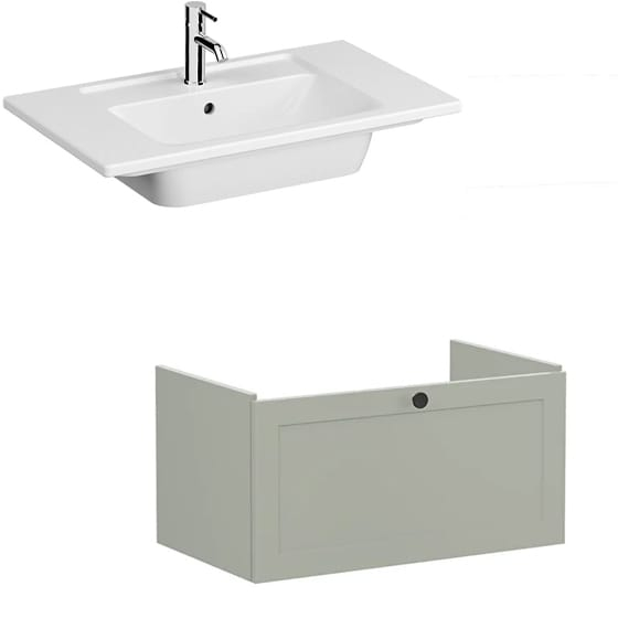 Image of VitrA: Root Classic Wall-hung Vanity Unit with One Drawer and Basin (800mm)