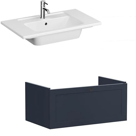 Image of VitrA: Root Classic Wall-hung Vanity Unit with One Drawer and Basin (800mm)
