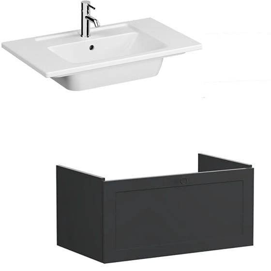 Image of VitrA: Root Classic Wall-hung Vanity Unit with One Drawer and Basin (800mm)
