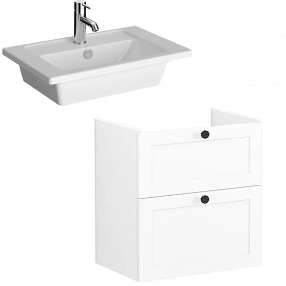 Image of VitrA: Root Classic Wall-hung Vanity Unit with Two Drawers and Basin (600mm)