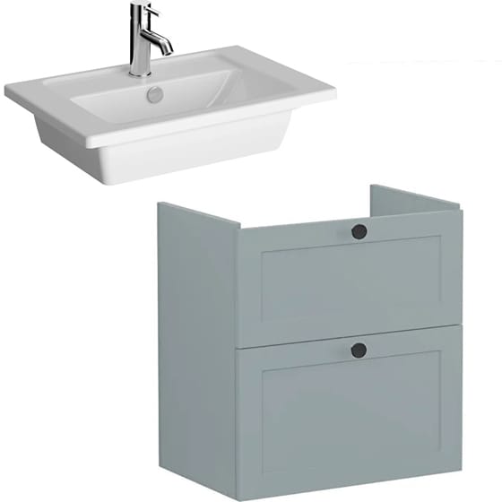 Image of VitrA: Root Classic Wall-hung Vanity Unit with Two Drawers and Basin (600mm)