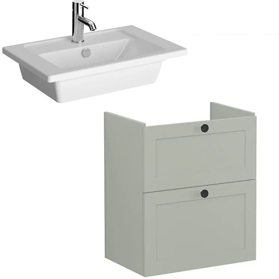 Image of VitrA: Root Classic Wall-hung Vanity Unit with Two Drawers and Basin (600mm)
