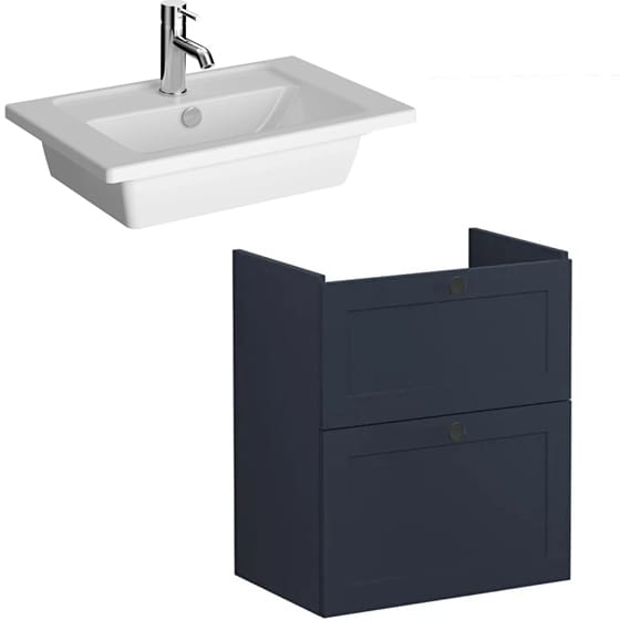 Image of VitrA: Root Classic Wall-hung Vanity Unit with Two Drawers and Basin (600mm)