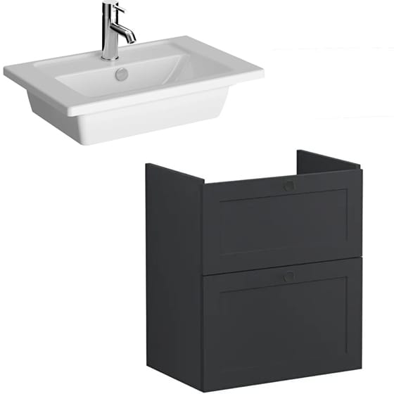 Image of VitrA: Root Classic Wall-hung Vanity Unit with Two Drawers and Basin (600mm)