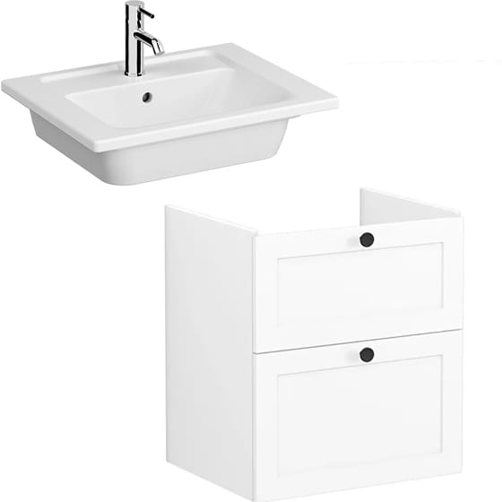 Image of VitrA: Root Classic Wall-hung Vanity Unit with Two Drawers and Basin (600mm)