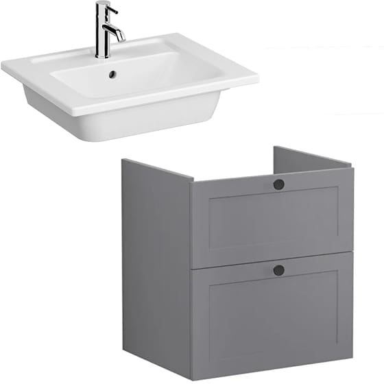 Image of VitrA: Root Classic Wall-hung Vanity Unit with Two Drawers and Basin (600mm)