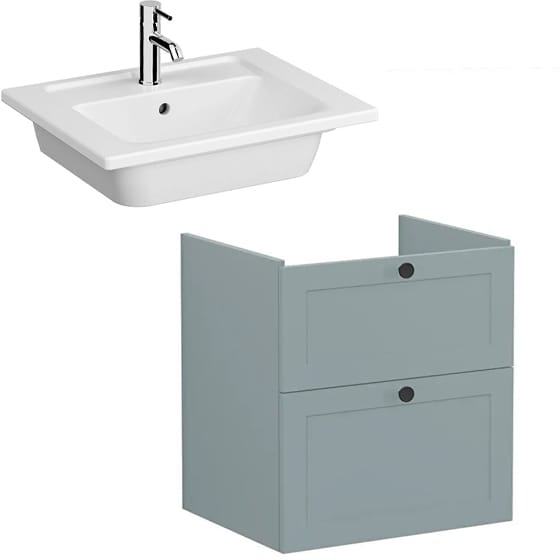 Image of VitrA: Root Classic Wall-hung Vanity Unit with Two Drawers and Basin (600mm)