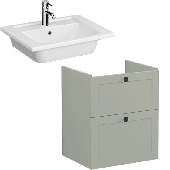 Image of VitrA: Root Classic Wall-hung Vanity Unit with Two Drawers and Basin (600mm)
