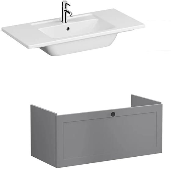 Image of VitrA: Root Classic Wall-hung Vanity Unit with One Drawer and Basin (1000mm)