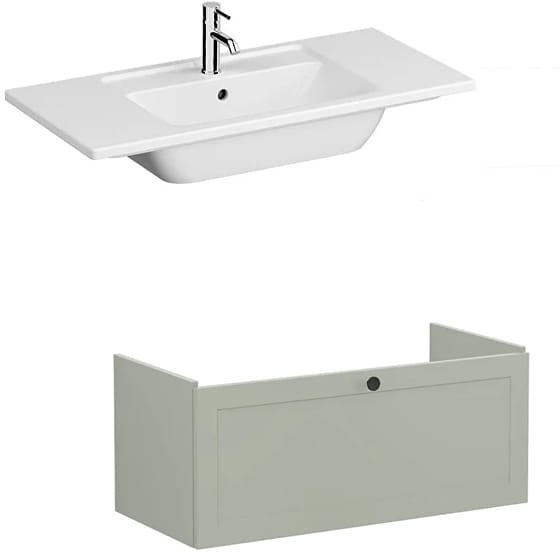 Image of VitrA: Root Classic Wall-hung Vanity Unit with One Drawer and Basin (1000mm)