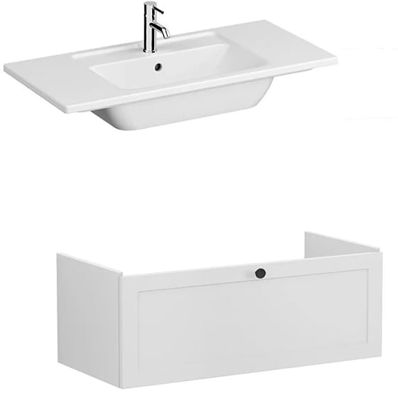 Image of VitrA: Root Classic Wall-hung Vanity Unit with One Drawer and Basin (1000mm)