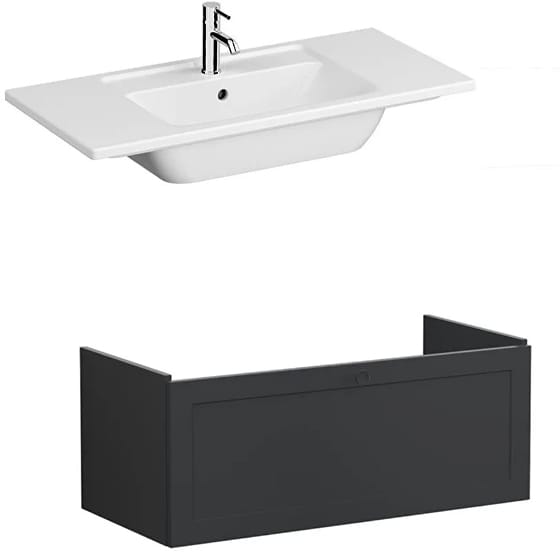 Image of VitrA: Root Classic Wall-hung Vanity Unit with One Drawer and Basin (1000mm)