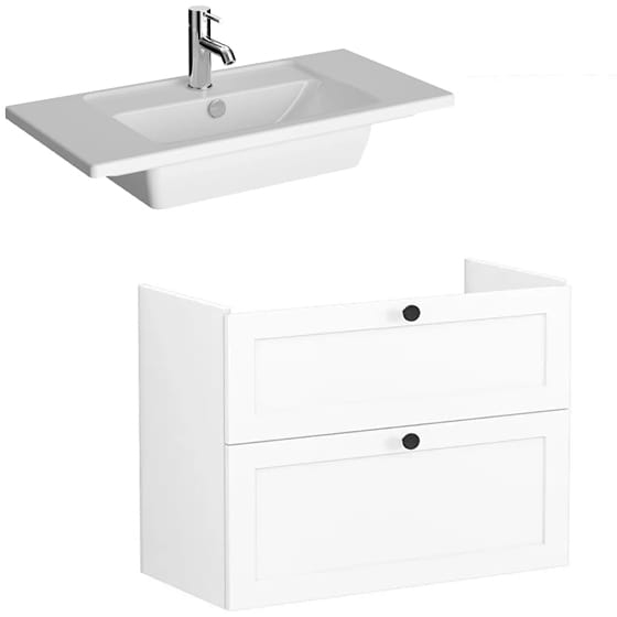 Image of VitrA: Root Classic Wall-hung Vanity Unit with Two Drawers and Basin (800mm)