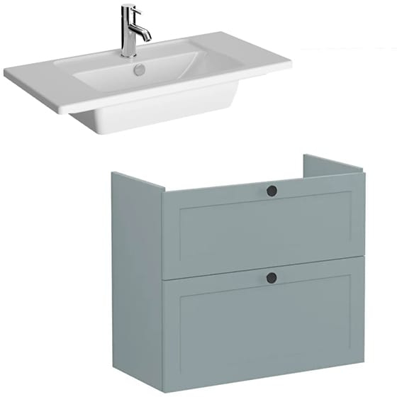 Image of VitrA: Root Classic Wall-hung Vanity Unit with Two Drawers and Basin (800mm)