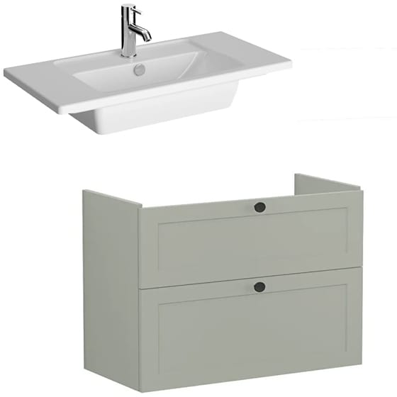 Image of VitrA: Root Classic Wall-hung Vanity Unit with Two Drawers and Basin (800mm)