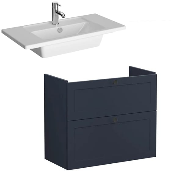 Image of VitrA: Root Classic Wall-hung Vanity Unit with Two Drawers and Basin (800mm)