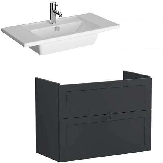 Image of VitrA: Root Classic Wall-hung Vanity Unit with Two Drawers and Basin (800mm)